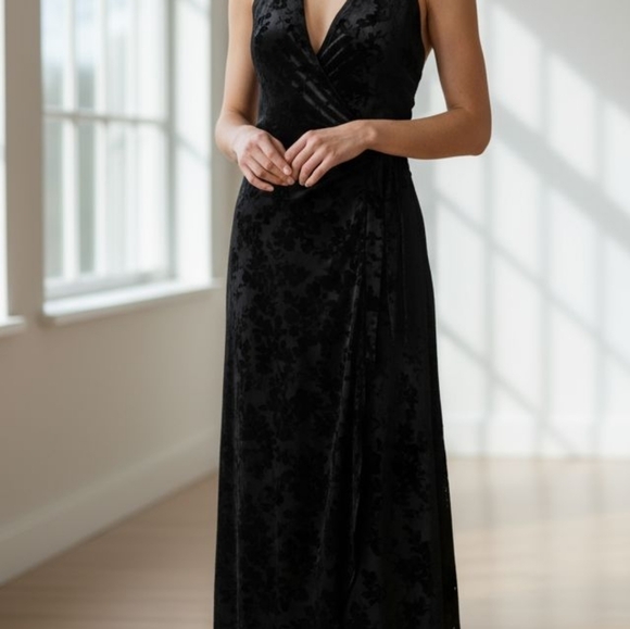Dress the Population Black Velvet Wrap Dress NWT Size XL - Picture 8 of 11